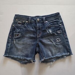 Grace LA Easy Fit Denim Shorts Womens Size 29 Distressed Fray Edges Mid Rise